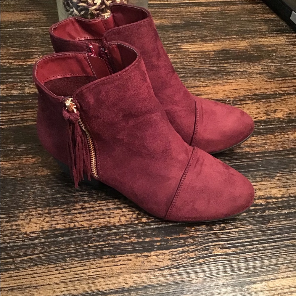 Burgundy booties